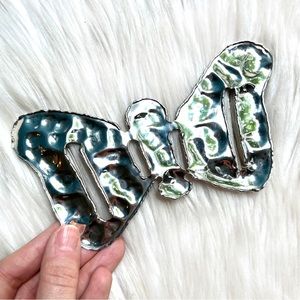 VINTAGE Butterfly Silver Handmade Belt Sash Slide Buckle